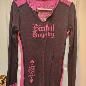 Christian Audigier Vintage Reversible Thermal Sweater